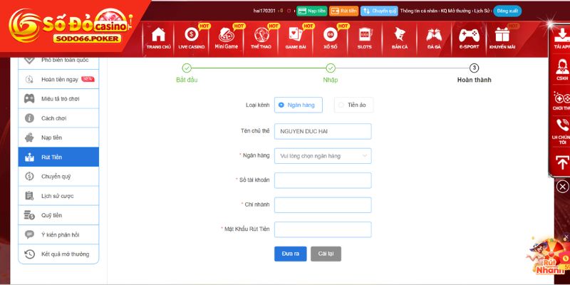 Cập nhật thông tin rút thưởng tại SODO66