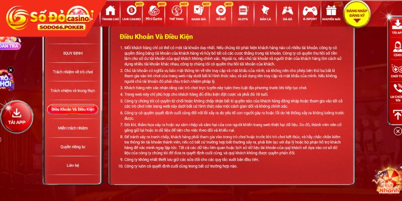 Chi tiết điều kiện và điều khoản SODO66 cần nắm rõ