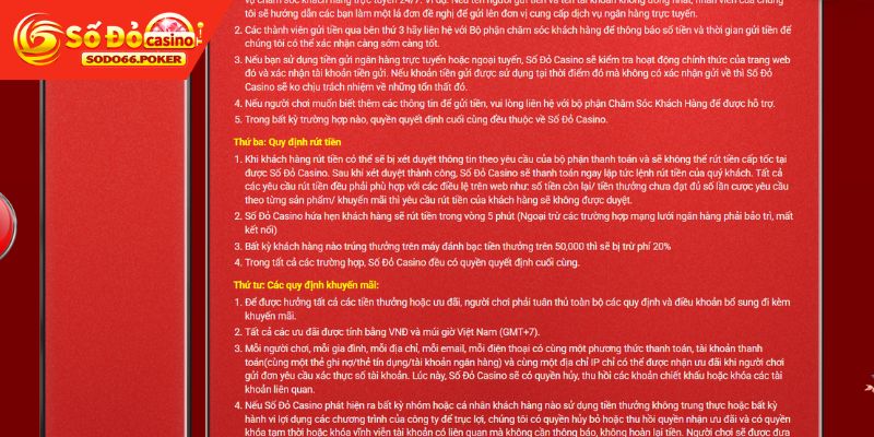 Quy định cần chú ý khi thực hiện rút tiền SODO66