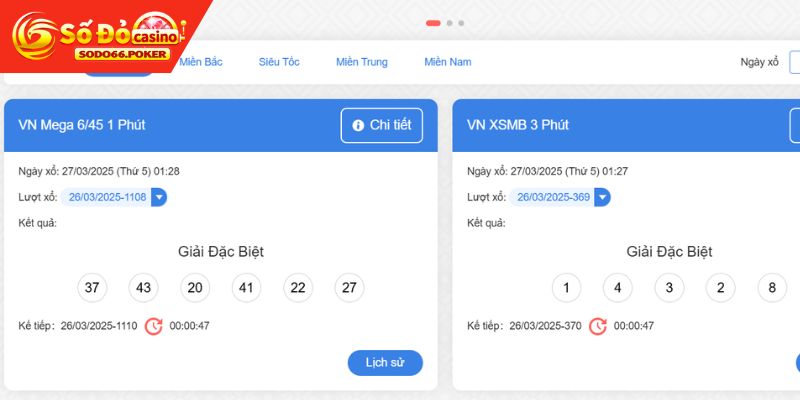 Xổ số tại SODO66 có nhiều lựa chọn